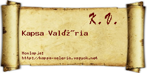 Kapsa Valéria névjegykártya